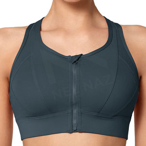 Sujetador deportivo con cremallera frontal para mujer, de alto impacto, sin aros, de malla, top corto para gimnasio, fitness, atletismo, correr, ropa interior, logotipo personalizado - Product Image 1