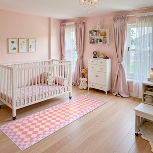 Non-Slip 2x7 Black Trellis Low Pile Indoor <b>Carpet</b> <b>Runner</b> Checkered Washable Rug for Hallways and Kitchen/Bathroom Use - Product Image 2