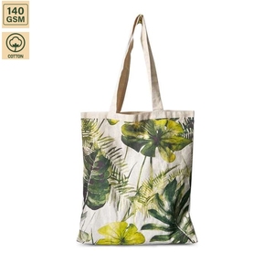 Custom Logo Tropical Print Cotton Beach Tote Bag 140 GSM 38x42 cm Reusable <b>Shopper</b> Wholesale OEM ODM Private Label Manufacturer - Product Image 1