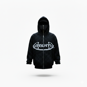 Sudadera con capucha de doble capa de tejido grueso para hombre, estilo streetwear personalizado, con cremallera, efecto vintage lavado, estampado DTG, felpa francesa y pedrería. - Product Image 3