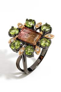 แหวนดอกไม้ประดับทับทิมสีชมพูธรรมชาติหลากหลายเม็ด ประดิษฐ์ด้วยเงินสเตอร์ลิงพร้อมใบรับรอง IGI เครื่องประดับหรูหราสำหรับงานปาร์ตี้ - Product Image 3