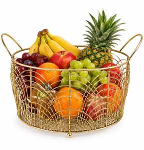 Panier de rangement décoratif en fil de fer, finition métallique électrolytique, organisateur pour cuisine et maison, idéal pour hôtels, restaurants, vente en gros et approvisionnement en vrac - Product Image 1