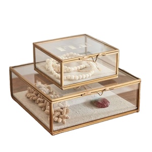 Vintage Glass <b>Shadow</b> <b>Box</b> with Gold Trim Wedding Card <b>Box</b> Keepsake Storage Containers Set Wholesale Decorative Tabletop <b>Box</b> - Product Image 6