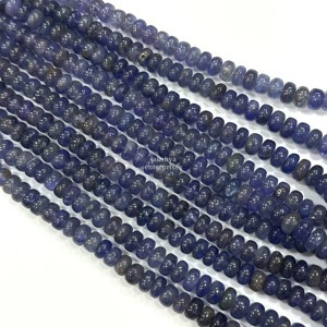 Perles rondes lisses en tanzanite naturelle, brin de 16 pouces, 5-6 mm, perles de pierres précieuses en tanzanite naturelle en vrac pour la fabrication de bijoux, vente en gros - Product Image 3