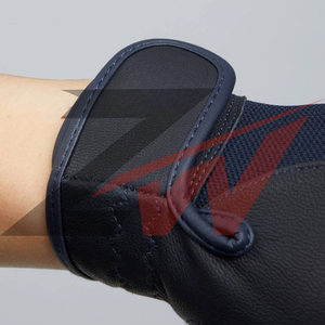 Gants d'équitation en cuir confortables de qualité supérieure pour hommes, design à doigts complets, fermeture à cordon, respirants, unisexes, texturés - Product Image 5