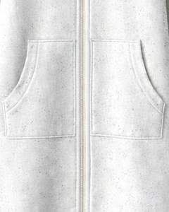 Sudadera con capucha larga personalizada con cremallera, gris claro, para mujer, abrigo de invierno con forro polar, informal, holgado, con bolsillos, OEM personalizado - Product Image 6