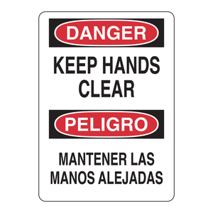 Panneau bilingue de signalisation de danger « Gardez les mains éloignées » pour les zones de sécurité industrielle - Product Image 2