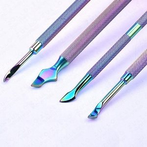 Empujador de Cutículas de Doble Punta de Acero Inoxidable Arcoíris, Raspador de Uñas con Logotipo Personalizado, Removedor de Piel Muerta, Herramienta de Manicura - Product Image 4