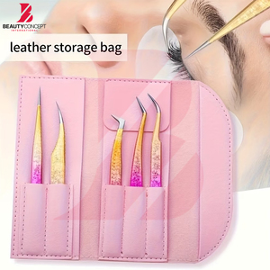 Pinces à cils professionnelles premium avec revêtement, outils à fibres antidérapants pour extensions de cils, pinces personnalisées en gros pour salon - Product Image 2