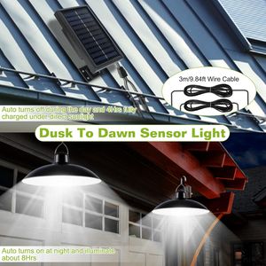 Lampada Solare a Doppia Testa per Capanno con Sensore Crepuscolare e Timer, Dimmerabile, Telecomando, Impermeabile IP65, Illuminazione Esterna Intelligente - Product Image 2