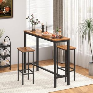 Table console rustique avec design rectangulaire de hauteur de bar, table de canapé vintage pour salon, espace étroit et mobilier de café - Product Image 6