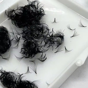Narrow Cluster <b>Lashes</b> Korean PBT <b>Lash</b> Cashmere <b>Premade</b> Fans Loose Base Whispie <b>Lash</b> Extensions <b>Premade</b> Pointy Base Matte Black - Product Image 1