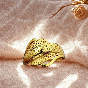 Gold Plated Flower <b>Ring</b> for Women | Two-Tone Floral Leaf Design | Luxury Indian Engagement <b>Finger</b> Jewelry - Product Image 2