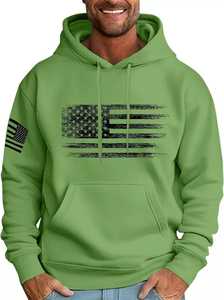 Sweat-shirt à capuche vert pour homme en molleton de coton, coupe classique, décontracté, pour l'hiver, 300g, respirant, écologique - Product Image 1