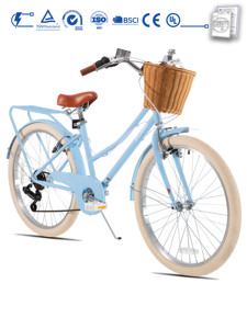 <span class=keywords><strong>Bicicleta</strong></span> Urbana JOYKIE KEANO de 20-26 <span class=keywords><strong>Pulgadas</strong></span>, Acero con Alto Contenido de Carbono, Frenos V Dobles, Protector de Cadena, Canasta Delantera, Portaequipajes Trasero, <span class=keywords><strong>Bicicleta</strong></span> Urbana para Mujer - Product Image 1