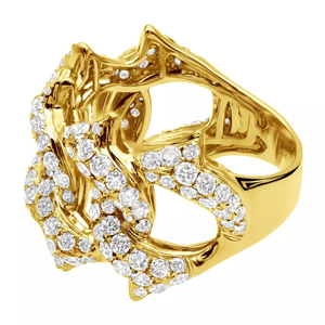 Luxury 14K Solid <b>Gold</b> Diamond <b>Cocktail</b> <b>Ring</b> Women Round Brilliant Cut Flower Shape Wedding Fine Jewelry - Product Image 2