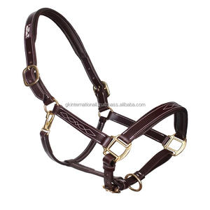 Licol en cuir au design élégant, style tendance, avec tête anatomique à surpiqûres fantaisie, en cuir souple - Product Image 1