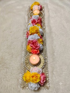 Handmade Traditional Tea Light <b>Table</b> <b>Runner</b> with Lace Mirrors & Artificial Flowers-Reusable & Durable - Product Image 2