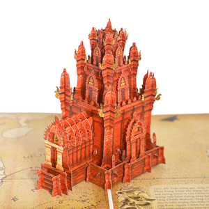 Tarjeta 3D Pop-Up con Diseño de Templo Vietnamita, Modelo de Papel Decorativo, Tarjeta de Felicitación con Barnizado UV e Impresión Digital - Product Image 1