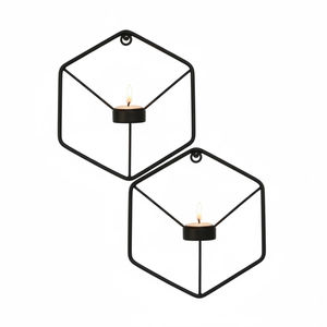 Classic White <b>Wall</b> Mounted Iron Candle Holder Geometric Metal <b>Wall</b> <b>Sconce</b> Pillar T <b>Light</b> Holder For Home Living Room Decoration - Product Image 2