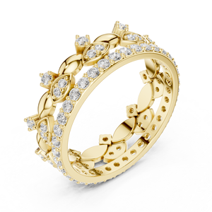 <b>Gold</b> Plated Crown <b>Ring</b> Set Round Brilliant Diamond Band <b>Opal</b> Cut Jewelry for Wedding Party Gift - Product Image 4