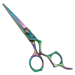 Rainbow Stainless Steel Hair Scissors Salon <b>Barber</b> Cutting Shears Straight <b>Blade</b> Right Hand Use Made in Pakistan - Product Image 1