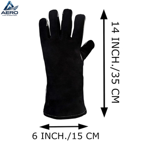 Guantes de Trabajo de Seguridad Resistentes al Calor, Negros, con Precio de Mayoreo, para Construcción, Guantes de Soldadura de Cuero Reforzado - Product Image 3