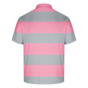 Chemise à manches courtes rayée pour homme, tricotée, décontractée, coupe classique, boutonnée, respirante, polyester/coton, golf, noir/gris - Product Image 3