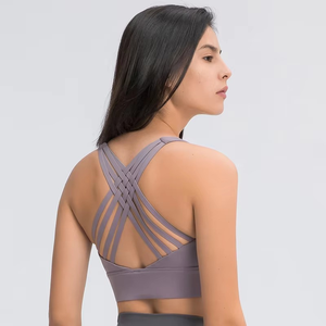 Nouveau soutien-gorge de sport léger printemps/été pour femme avec bretelles multiples et dos croisé, maintien élevé, logo frontal - Product Image 4