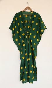 Nouvelle Robe Longue Bohème d'Été pour Femme, Col en V, en Coton Lavable et Respirant, Faite Main, Écologique, Style Tie-Dye Traditionnel, Coupe Ample - Product Image 4