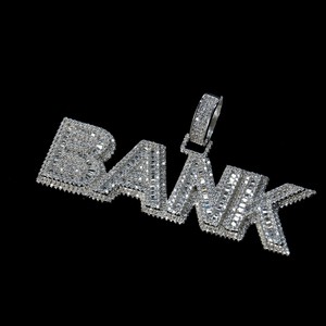 Colgante de Diamantes Certificados IGI, Plata S925, Nombre Personalizado, Diamantes VVS Baguette, Estilo Hip Hop, Unisex, para Fiesta - Product Image 4