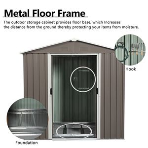 Capanno da Giardino in Metallo 6ft X 5ft, Colore Grigio - Product Image 6