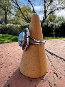 Handcrafted Oval Golden Hills <b>Turquoise</b> <b>Ring</b> Sterling Silver Size 6.75 Boho Southwestern Statement Jewelry Gift for Her - Product Image 4
