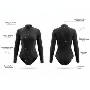 Bikini Wear Trendy Vacation Summer Long Sleeve Rash Guard Swimsuit Custom Size One‑Piece UV Protection Surf Swimwear Bikini suit - Product Image 2