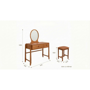 Modern <b>Solid</b> <b>Wood</b> <b>Dressing</b> <b>Table</b> With Mirror 2 Drawers Storage Bedroom Furniture Minimalist Design - Product Image 1