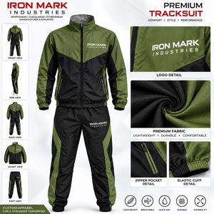 IRON MARK INDUSTRIES Men's Sporty <b>Tracksuit</b> Full Length Zipper Closure Color Blocking Printed <b>Waterproof</b> Lightweight Breathable - Product Image 1
