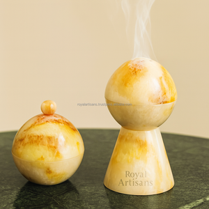 Boîte de Mubkhar en incrustation de nacre de taille personnalisée plateau de service en résine arabe Bakhoor brûleur vadrouille ensemble d'encens en os fabricant - Product Image 6