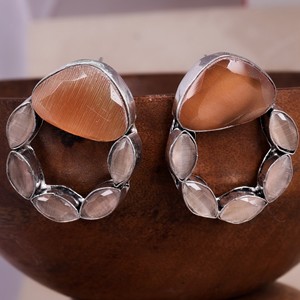 Pendientes de Plata Antigua con Baño de Latón, Diseño Floral Bohemio, con Circonitas y Engaste de Bisel, para Mujer, Joyería de Compromiso - Product Image 5