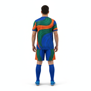 Maillots de football personnalisés en gros, uniformes de football respirants de haute qualité, manches courtes, logo sur le devant, unisexe, adulte - Product Image 2