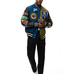 Vestes universitaires sur mesure fabriquées par un fabricant OEM, en laine et cuir, avec patch en chenille et broderie, style streetwear. - Product Image 4