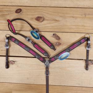 Nouvel ensemble de harnais western en cuir véritable tressé à une oreille avec collier de poitrine pour l'équitation par HORZE N PET INTERNATIONAL - Product Image 1