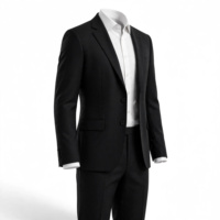 Veste de costume unisexe noire respirante pour adulte, tenue formelle avec chemise blanche, 100 % polyester, tissée, impression personnalisée, 340 grammes