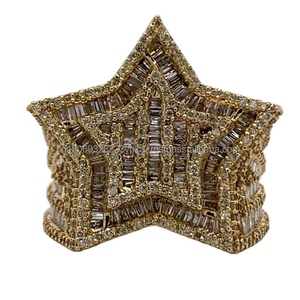 Iced Baguette Moissanite Star Engagement <b>Ring</b> 925 Sterling <b>Silver</b> Hip Hop Cluster Rhodium Plated Luxury Jewelry for <b>Men</b> Women - Product Image 1