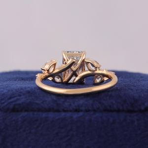 Anillo con forma de rama de árbol con diamante de corte esmeralda de 1.02 CT cultivado en laboratorio para mujer, oro sólido de 14k, diseño único y elegante, regalo de boda o promesa. - Product Image 5