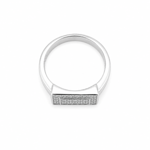 925 Sterling <b>Silver</b> Square Micro Pave Cubic Zirconia Signet <b>Ring</b> for <b>Men</b> Wedding Party High Polish Finish - Product Image 5
