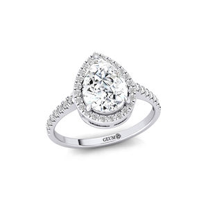 Bague solitaire en or 14K 18K avec diamant de laboratoire taille poire couleur D clarté VVS2, solitaire central avec diamants de laboratoire d'accentuation - Product Image 4