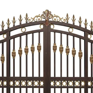 Elegant Decorative Iron Main Gate With Ornamental Metal Design Luxury Double Door Residential Entrance Security Gate - Product Image 3