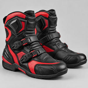 Botas Cortas de Motocicleta para Hombre, Botas de Cuero para Motociclistas, Impermeables, con Protección Reforzada en el Tobillo, Antideslizantes, para Exteriores - Product Image 1