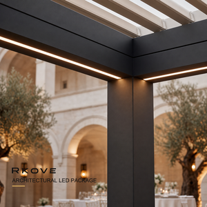 Pérgola de aluminio con lamas ajustables RKOVE RK-S3 6*6M con iluminación LED arquitectónica para eventos, pérgola inteligente de aluminio - Product Image 2