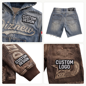 Conjunto de Sudadera con Capucha y Pantalones Cortos para Hombre, Estilo Y2K Vintage, 100% Algodón Lavado, con Parches y Cremallera, Personalizable con Logotipo OEM, Venta al Por Mayor - Product Image 4